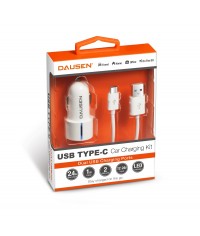 Dausen TR-EA428WT USB Type-C Car charger kit 2.4A